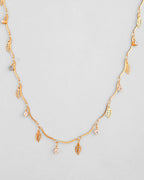 VOJ Gold-Polished Designer Chain For Women With AD Stone And Leaf | Grocsy