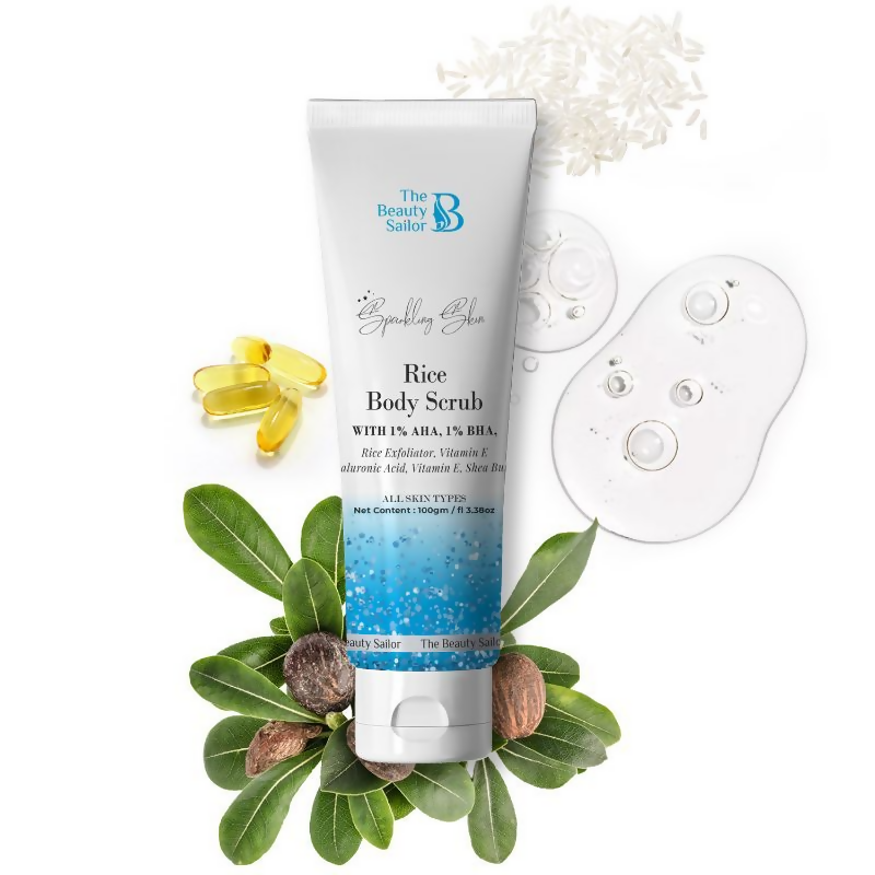 The Beauty Sailor Sparkling Skin Rice Body Scrub For Glowing Skin | Grocsy