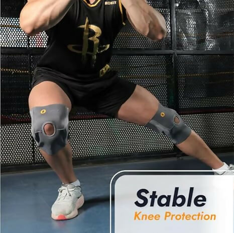 Orth-rem Grey Elastic Knee Support Brace With Side Stabilizer- Large | Grocsy