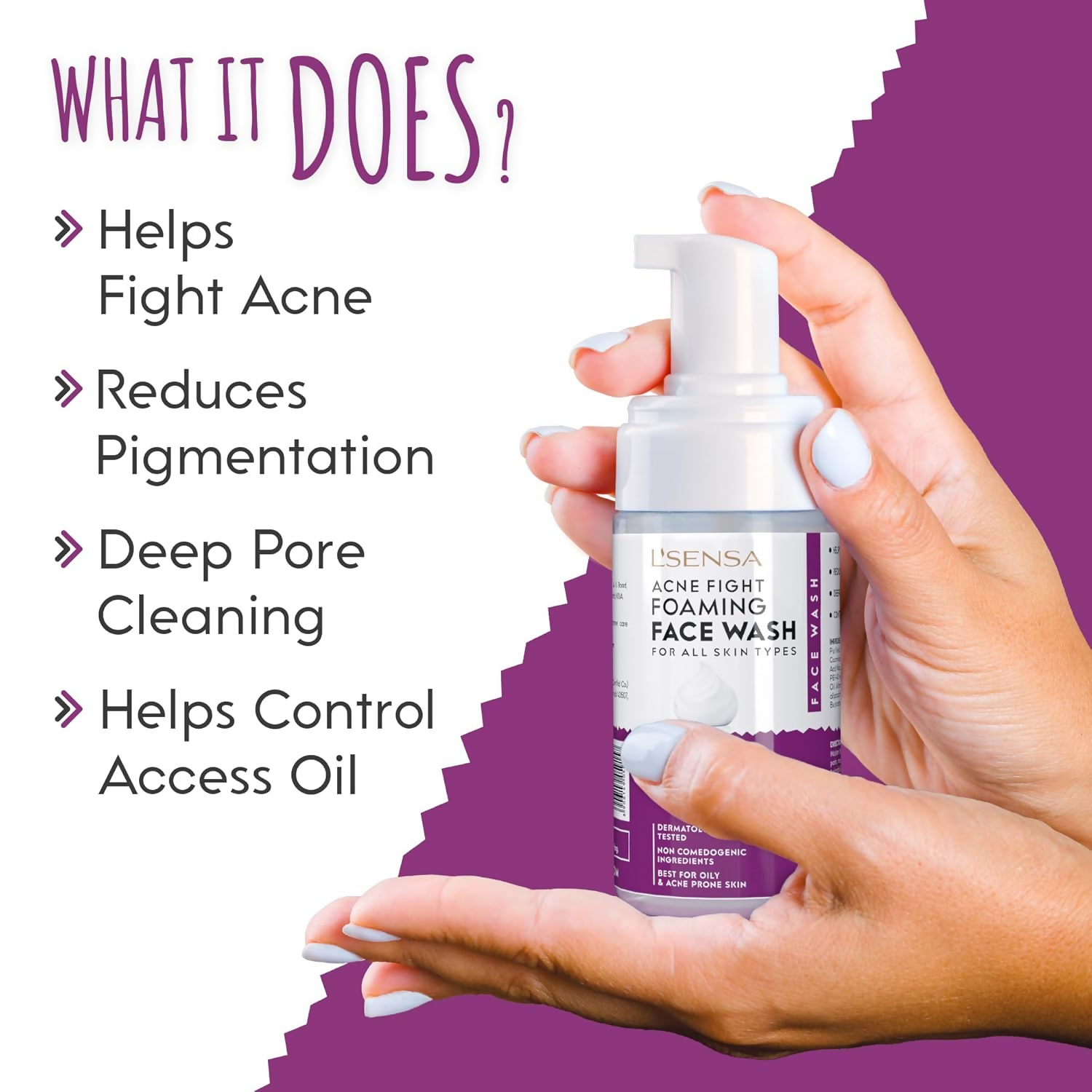 L'Sensa Foaming Face Wash For Acne And Pimples For All Skin Type | Grocsy