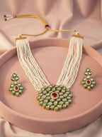 NVR Women Gold Plated White Kundan Jewellery Set | Grocsy
