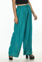 Mominos Fashion Moeza Reyon Cotton Rama Green Color Sirsoki Work Palazzo | Grocsy