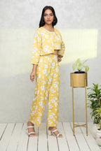 Myshka Women Yellow Printed Pastels Co-Ords | Grocsy