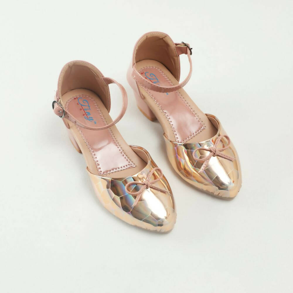 Tiny Bugs Girls Party Wear Ballerinas Heels - Peach | Grocsy