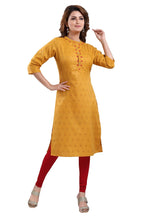 Snehal Creations Mustard Casual Cotton Printed Ladies Kurti | Grocsy