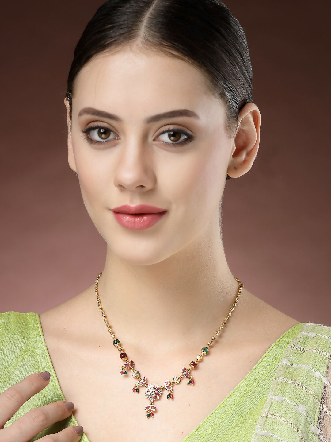 NVR Women's Multicolor Gold-Polished Minimal Chain | Grocsy