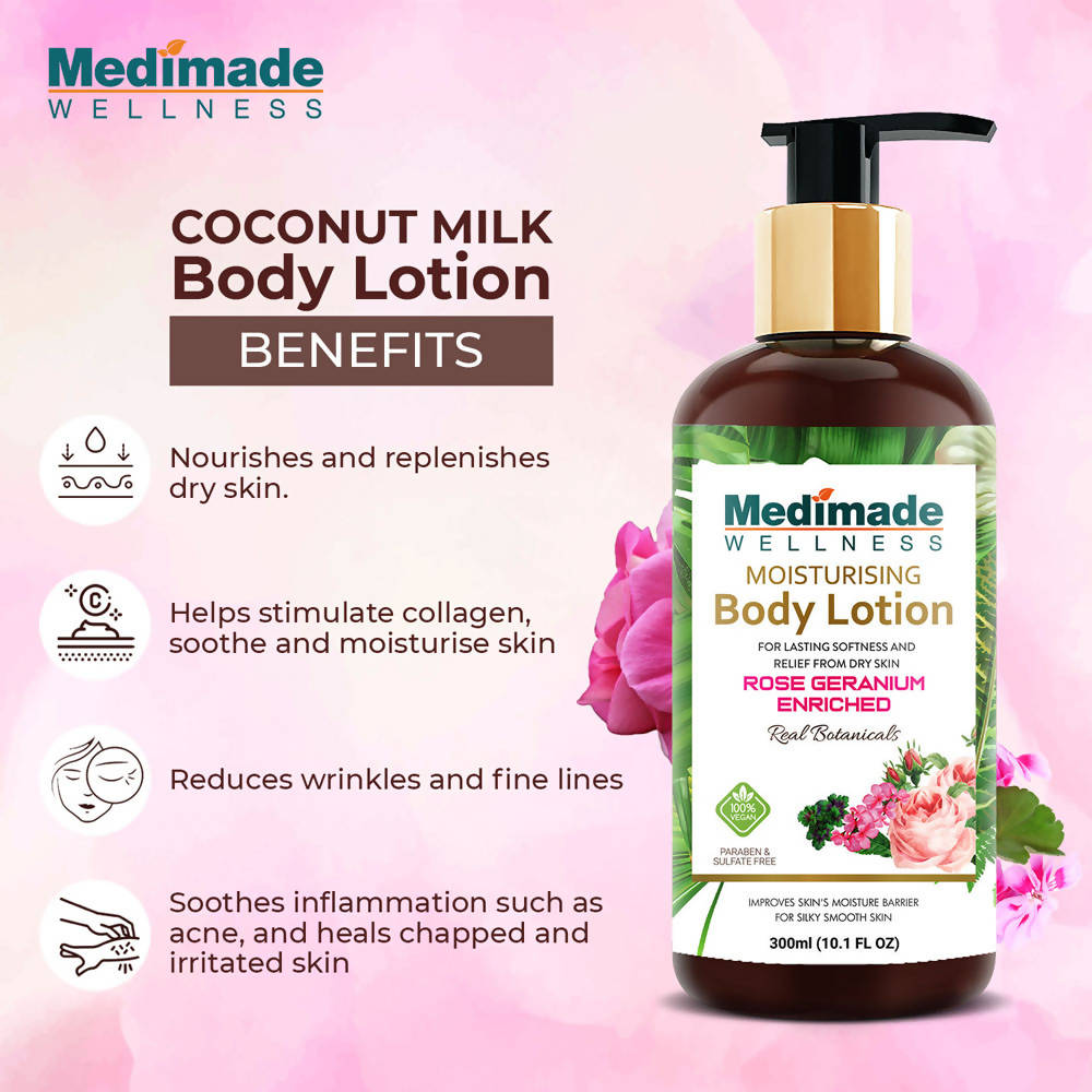 Medimade Wellness Rose Geranium Enriched Moisturising Body Lotion | Grocsy