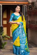 Lemon Jute Silk Printed Saree with Unstitched Blouse - Hiral Fashion | Grocsy