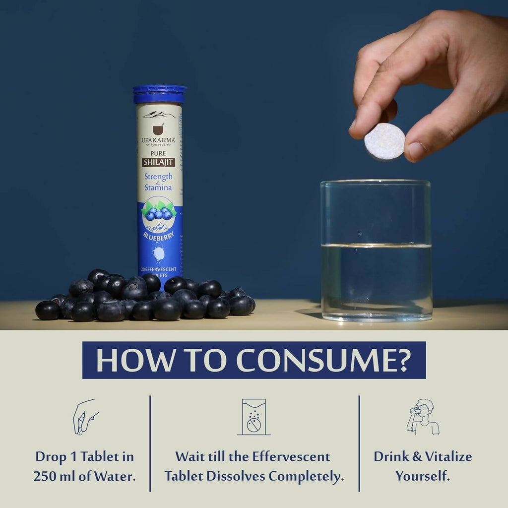 Upakarma Ayurveda Pure SJ Effervescent Tablets in 3 Unique Flavors (Pure SJ, Orange & Blueberry) Combo | Grocsy