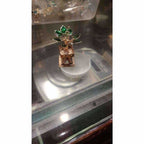Silver and Gold Coated Decorative Tulsi Item with Green Leaf -Small Size / Tulsi Kota - Small Size | Grocsy