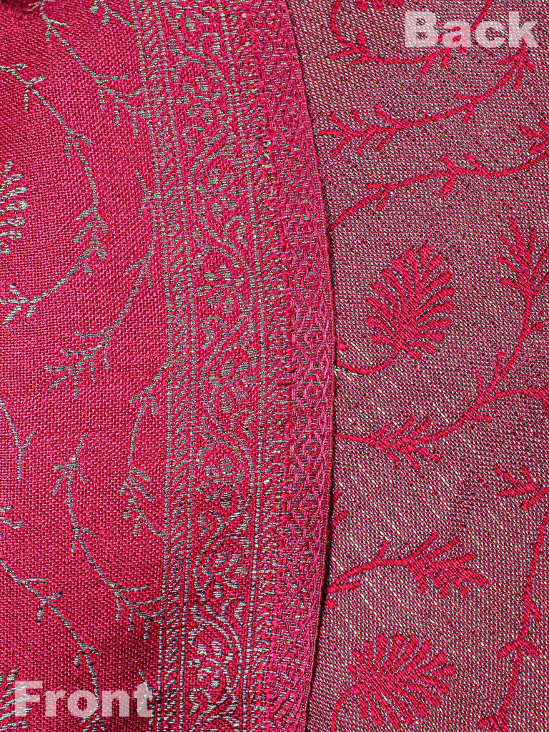 Weaving Mystery Handloom Pashmina Shawl-Kaani Zari - Pink | Grocsy