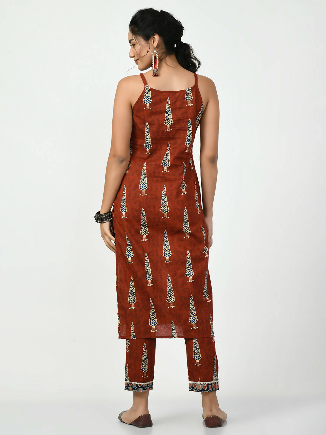 Myshka Women's Rust Straight Printed Kurta | Grocsy