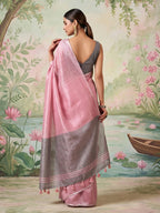 Shree Shyam Fashion Light Pink Tissue Silk Saree | Grocsy