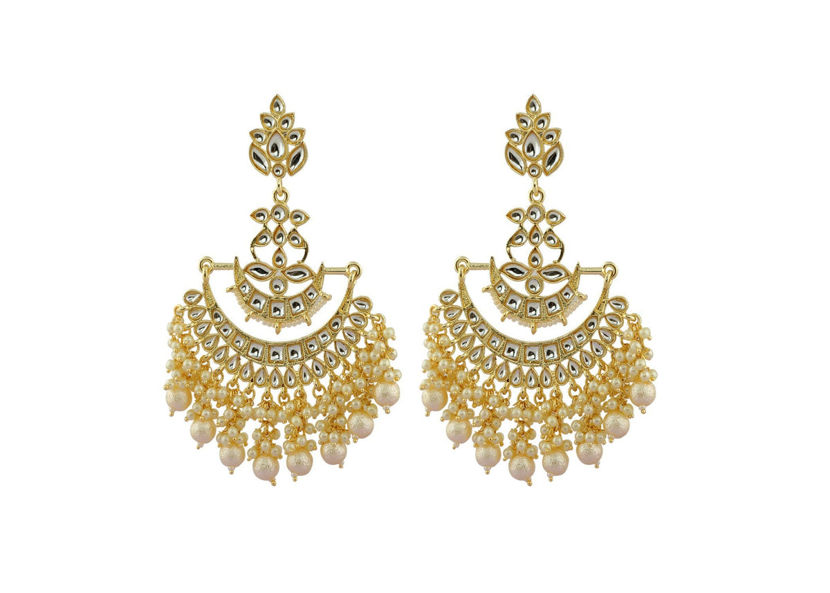 Joban Fashion Women Kundan Pearl Golden White Earrings | Grocsy