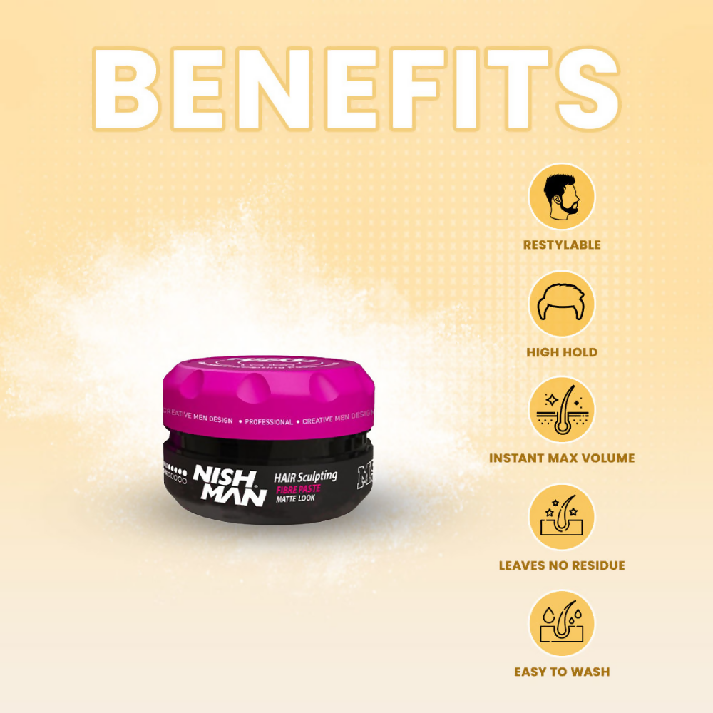 NishMan M5 Fibre Hair Sculpting Matte Look Wax | Grocsy