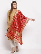 Myshka Women's Red Silk Print Casual Dupatta | Grocsy